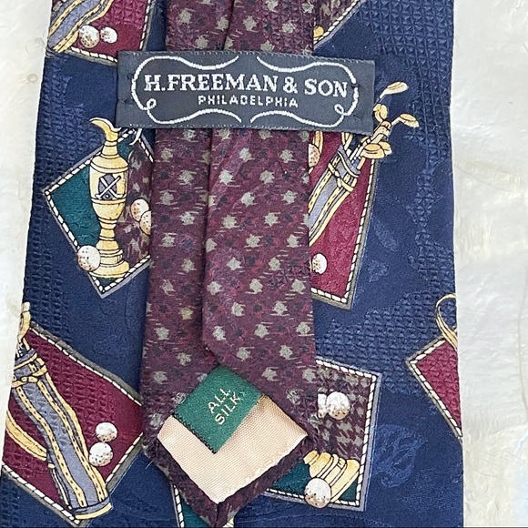 Vtg Blue Golf Bag Golfer Men’s Silk Tie Made USA - Picture 9 of 11